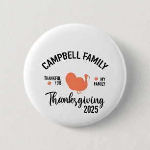 Crampbell Family 2025 Thanksgiving Turkey Dinner 6 Cm Round Badge