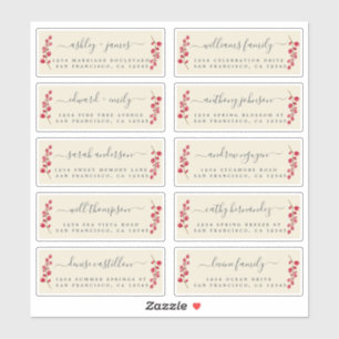Cranberries Sprig Wedding Guest Address Labels