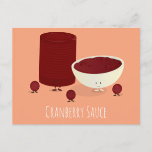 Cranberry and Cranberry Sauce Characters Postcard