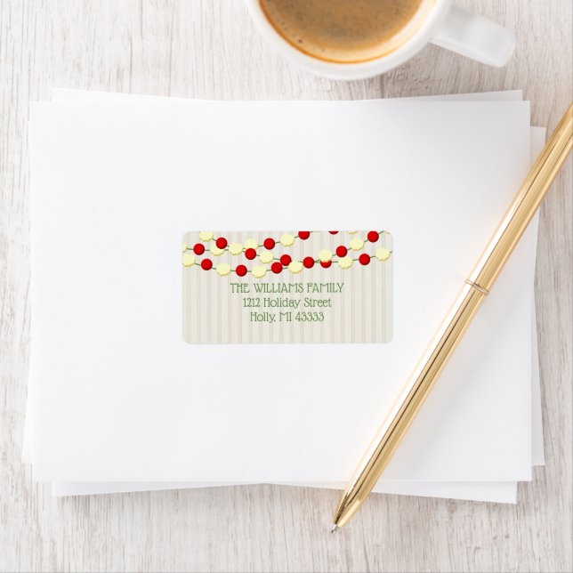 Cranberry and Popcorn Rustic Beadboard Christmas Label (Insitu)