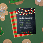Cranberry and Popcorn Rustic Chalkboard Christmas Invitation<br><div class="desc">Recapture that rustic,  homespun feel of Christmas with these Cookie Exchange invitations featuring strings of cranberries and popcorn with a red and green gingham pattern on the back.  Each field is fully customisable to say just what you want!</div>