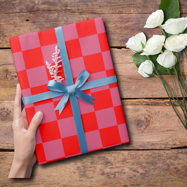 Cranberry and Red Chequered Vintage Wrapping Paper (Creator Uploaded)