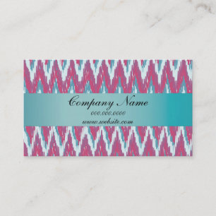 Cranberry and Teal iKat ZigZag 2019 Calendar Business Card