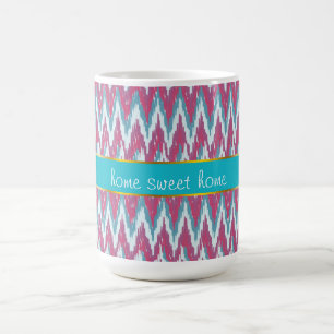 Cranberry and Teal iKat ZigZag Pattern Coffee Mug