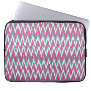 Cranberry and Teal iKat ZigZag Pattern Laptop Sleeve