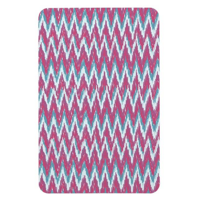 Cranberry and Teal iKat ZigZag Pattern Magnet (Vertical)