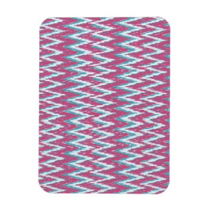 Cranberry and Teal iKat ZigZag Pattern Magnet