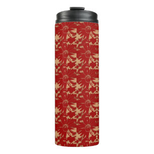 Cranberry and Toffee Cone Flower Pattern Thermal Tumbler