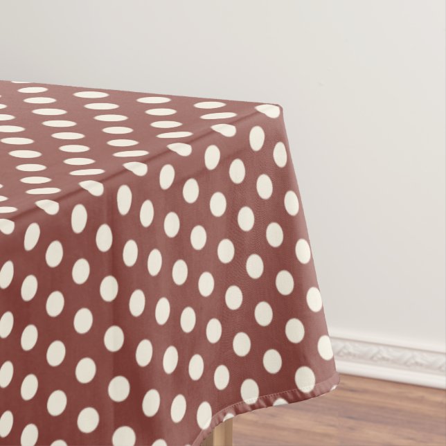 Cranberry and White Polka Dot Tablecloth (In Situ)
