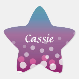 Cranberry-Blue Bubbles Star Sticker