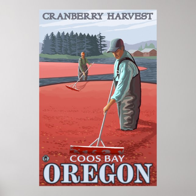 Cranberry Bogs Harvest - Coos Bay, Oregon Poster (Front)