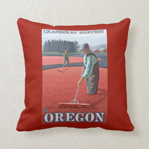 Cranberry Bogs Harvest Vintage Travel Poster Cushion