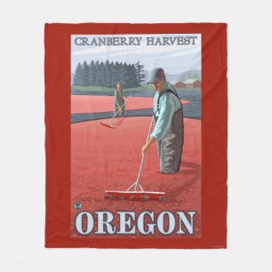 Cranberry Bogs Harvest Vintage Travel Poster Fleece Blanket