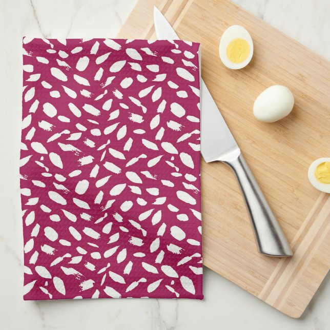 Cranberry Brushstrokes Tea Towel (Quarter Fold)