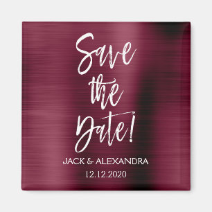 Cranberry Burgundy and White Save the Date Magnet