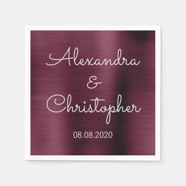 Cranberry Burgundy Wedding or Reception Napkin (Front)