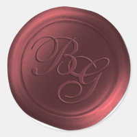 Cranberry Calligraphy Monogram Wax Seal Stickers