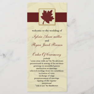 cranberry fall leaf fall autumn wedding program