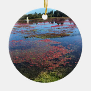 Cranberry Farm, Long Beach, Washington Ceramic Ornament