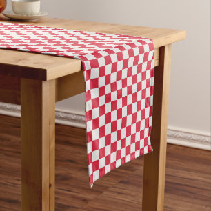 Cranberry fizz chequerboard pattern short table runner