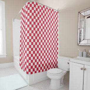 Cranberry fizz chequerboard pattern shower curtain