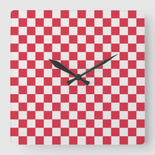 Cranberry fizz chequerboard pattern square wall clock