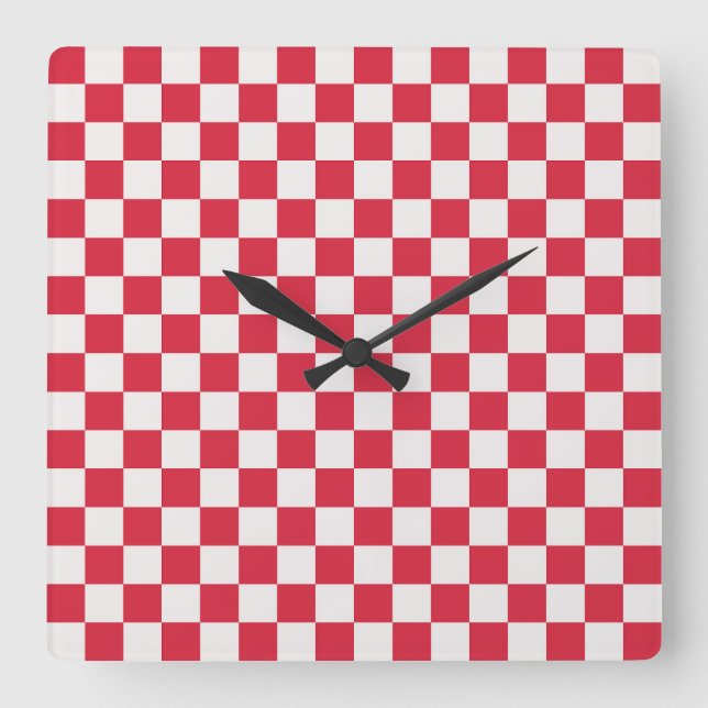 Cranberry fizz chequerboard pattern square wall clock (Front)