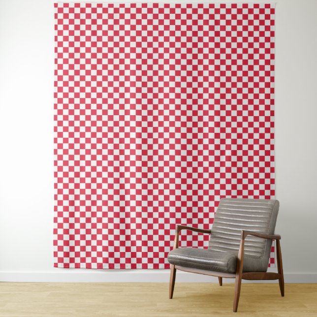 Cranberry fizz chequerboard pattern tapestry (In Situ)