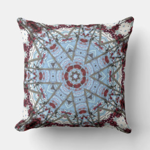 Cranberry Fractal Photo Digital Art Mandala Pillow