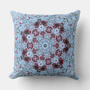 Cranberry Fractal Photo Digital Art Mandala Pillow