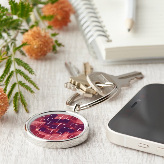 "Cranberry" Geometric Art Key Ring (Side)
