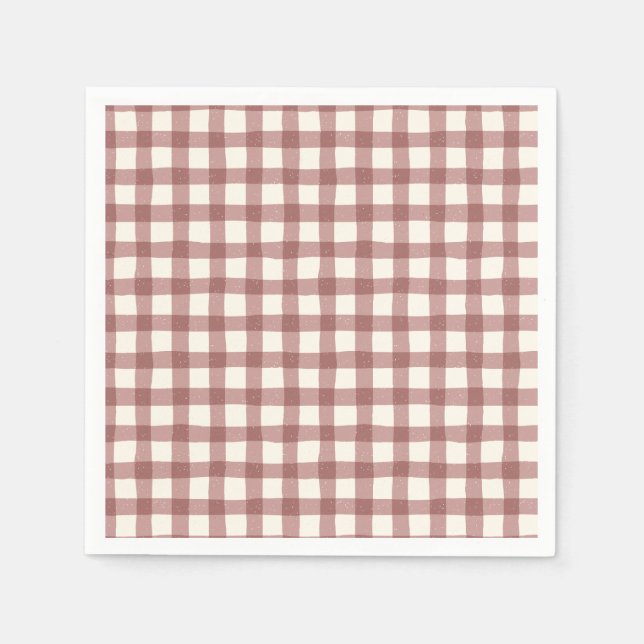 Cranberry Gingham Red Maroon Napkin (Front)