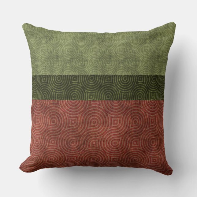 Cranberry Green Figure Eight Texture Stripes Cushion (Front)