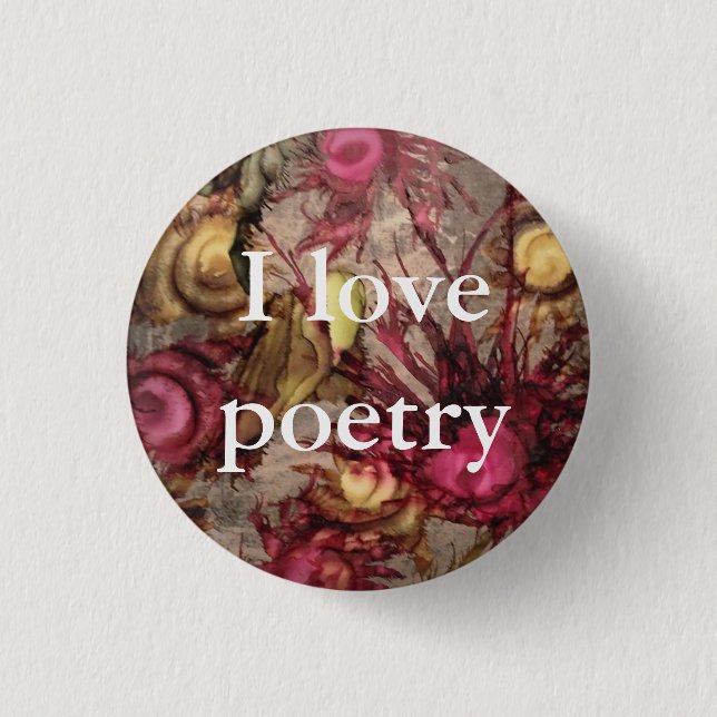 Cranberry "I Love Poetry" Button (Front)