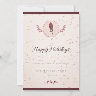 Cranberry Laurel Monogram 1 Photo Christmas Card