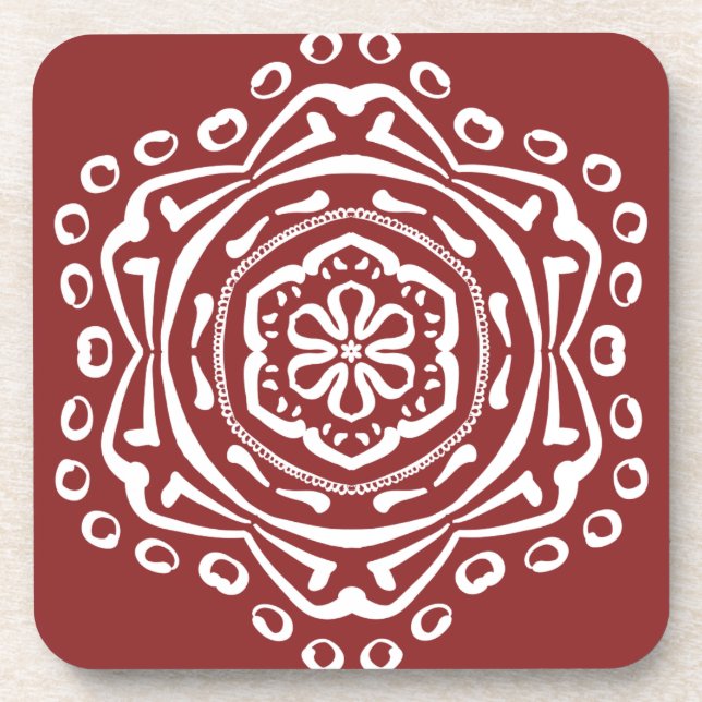 Cranberry Mandala Coaster (Front)