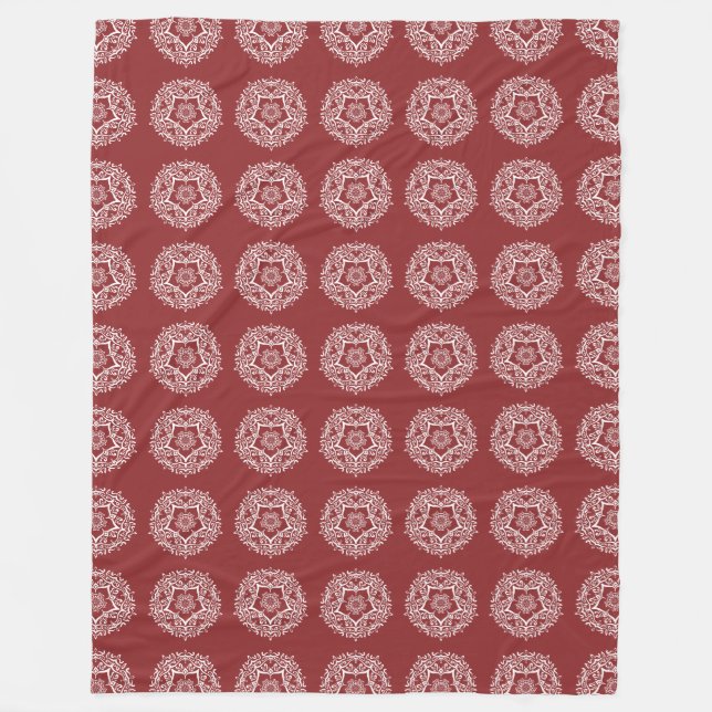 Cranberry Mandala Fleece Blanket (Front)