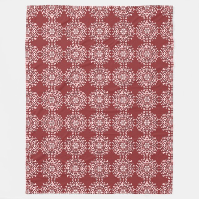 Cranberry Mandala Fleece Blanket (Front)