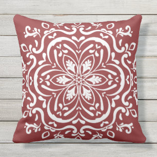 Cranberry Mandala Outdoor Cushion