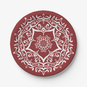 Cranberry Mandala Paper Plate