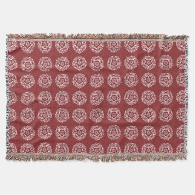Cranberry Mandala Throw Blanket (Front)
