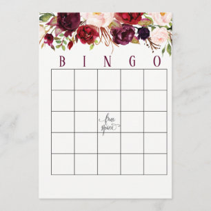 Cranberry Marsala  Bridal Shower Bingo Cards