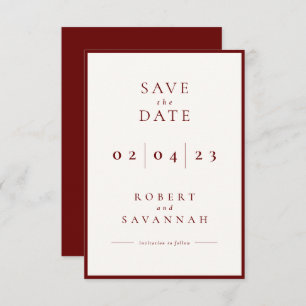 Cranberry Minimalist Save the Date Card