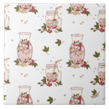 Cranberry Mocktail Festive Winter Drink Pattern 