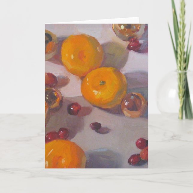 "Cranberry Orange Christmas" - Holiday Art Card (Front)
