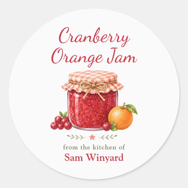 Cranberry Orange Jam From the Kitchen Of Label (Front)