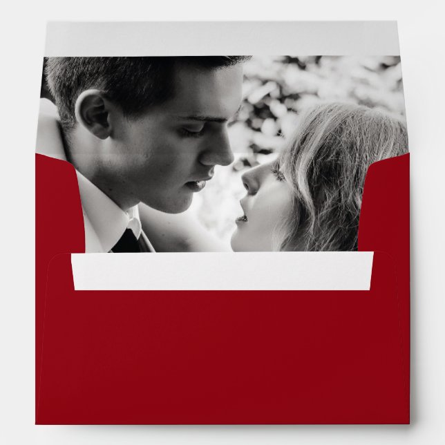 Cranberry Photo Elegant Wedding Envelope (Back (Bottom))