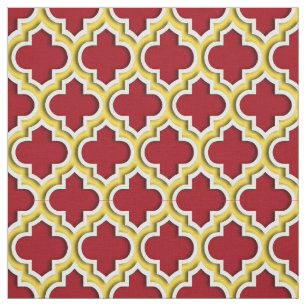 Cranberry, Pineapple Moroccan Quatrefoil #5DS Fabric