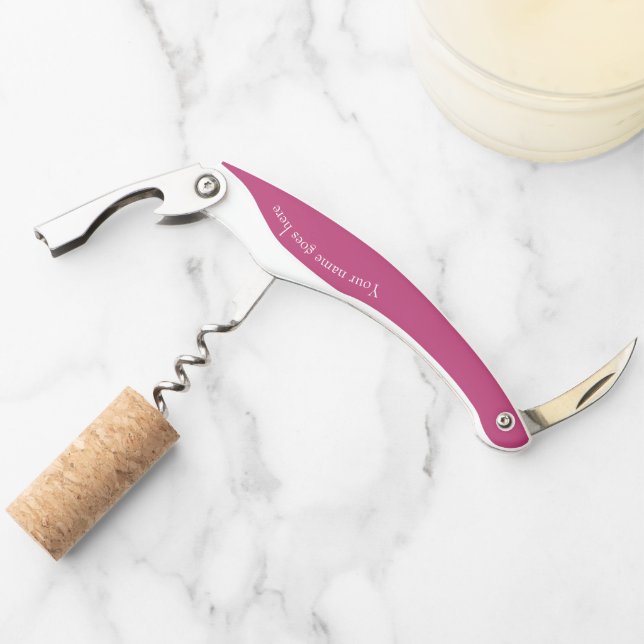 Cranberry Pink Customisable Corkscrew (Front)