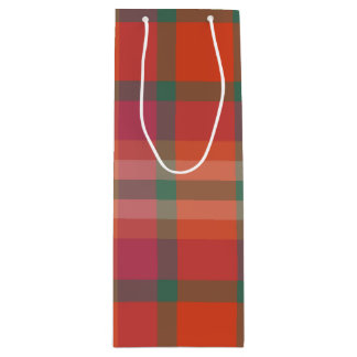 Cranberry plaid wine gift bag